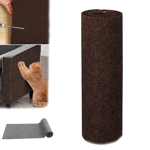 TKNIBEEN Pawmingle Cat Scratching Carpet, Cat Scratching Mat Self Adhesive, Sticky Cat Scratch Wall Mat, Wall Climbing Cat Scratcher Couch Corner Furniture Protectors (Brown, 30cm*100cm) von TKNIBEEN