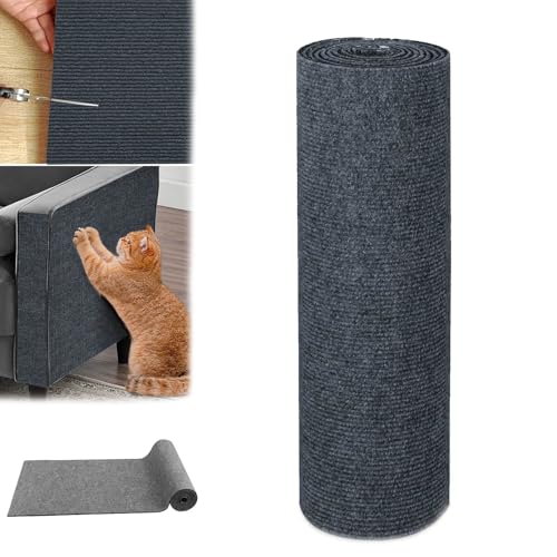 TKNIBEEN Pawmingle Cat Scratching Carpet, Cat Scratching Mat Self Adhesive, Sticky Cat Scratch Wall Mat, Wall Climbing Cat Scratcher Couch Corner Furniture Protectors (Dark Grey, 30cm*100cm) von TKNIBEEN