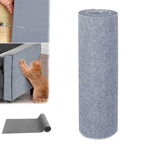 TKNIBEEN Pawmingle Cat Scratching Carpet, Cat Scratching Mat Self Adhesive, Sticky Cat Scratch Wall Mat, Wall Climbing Cat Scratcher Couch Corner Furniture Protectors (Light Grey, 30cm*100cm) von TKNIBEEN