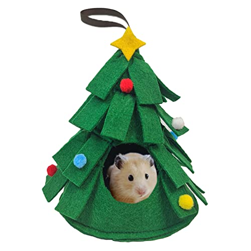 TKOLYDEO Niedliches Hamsterbett, Versteck für Weihnachten, kleines Haustierzelt, Weihnachtsbaum-Design, Meerschweinchenbett, Weihnachtsspielzeug, Eichhörnchen, Spielzeug, Hasenbett, Hamsternest von TKOLYDEO