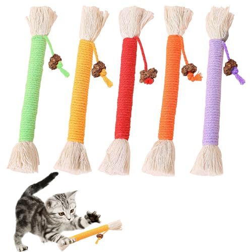 TKWINKT Katzen-Kauspielzeug, 15 cm, Katzenminze-Spielzeug für Katzen, Zahnreinigung, interaktives Katzenspielzeug für Indoor-Kätzchen, interaktives Katzenspielzeug für Indoor-Katzen, 5 Stück von TKWINKT