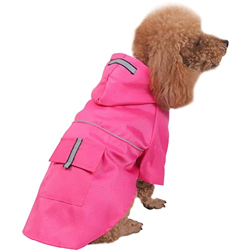 TLM Toys Hund Regenmantel,wasserdichte, reflektierende Regenjacke für Hunde mit Kapuze - Hunde-Regenmantel mit Kapuze, Slicker-Poncho für kleine, mittelgroße Hunde von TLM Toys