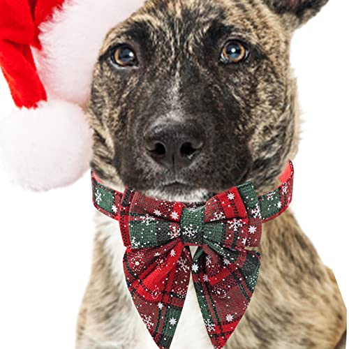 TLM Toys Weihnachts-Hundehalsband,Weihnachtsfliegen-Hundekarohalsbänder mit Schnalle | Niedliches, weiches Schneeflockenmuster-Haustierzubehör, Urlaubs-Hundehalsband für kleine, mittelgroße und roße von TLM Toys
