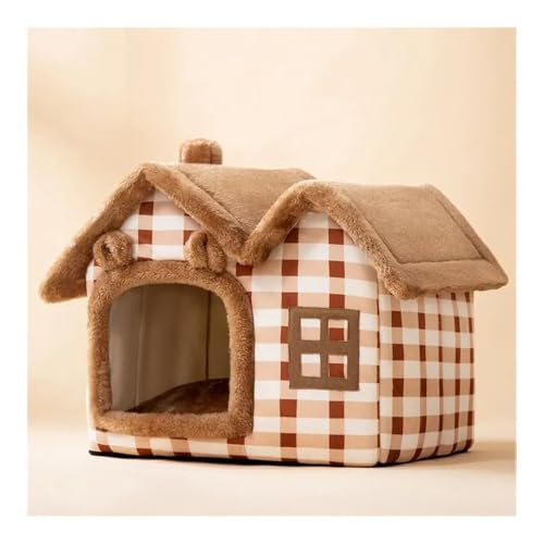 Faltbares Katzenhaus for den Winter, warmes Chihuahua-Höhlenbett, Katzenkorb for kleine Hunde, warme, weiche Katzenbettmatte, Zwinger, Welpenhaus, tiefer Schlaf(Brown Bear,S 39x32x34cm) von TMAOZW