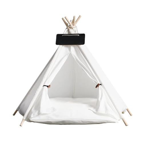 Haustierzelt, Hundebett, tragbar, abnehmbar, waschbar, Tipi, geeignet for Haustiere, die sich im Freien ausruhen und entspannen(White (canvas),S-4 corner tent) von TMAOZW