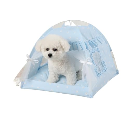 TMAOZW Haustierzeltbett Katzenhausbedarf Warme Kissen Geeignet for kleine Hunde Katzenbett for draußen Katzenbett fürs Auto(Blue,M 40x40cm) von TMAOZW