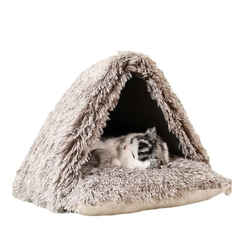 Katzenbett, warmes Haustierhaus, gemütliches Kätzchen-Katzenhaus, dreieckiges Zelt, sehr superweich, kleine Hundeheimhöhle, geeignet for Hauskatzen, waschbar, kleiner Hund(S- 30x40x30cm) von TMAOZW