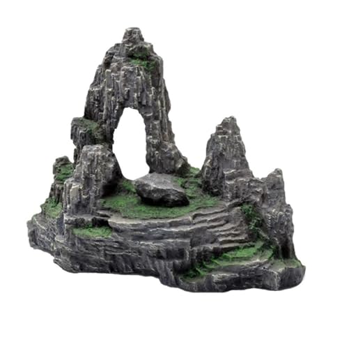 Ornamente Landschaftsbau Simulation Steingarten Dekoration Kunstharz Steingarten Aquarium Stein Moos Fisch Leben Aquarium Zubehör(16.5X6.5X12cm) von TMAOZW