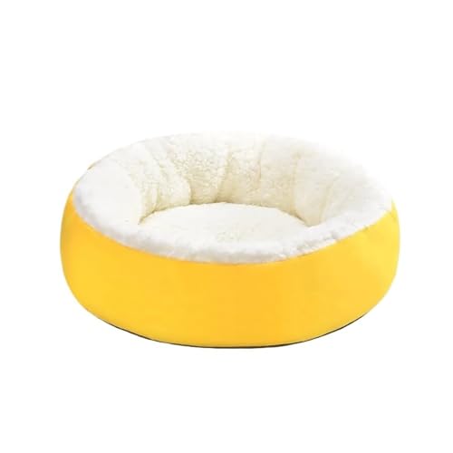 TMAOZW Bequemes, warmes Katzenbett aus Plüsch for Haustiere, geeignet for Katzen oder kleine Hunde(Yellow,40cm) von TMAOZW