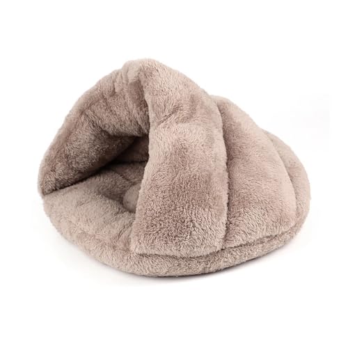 TMAOZW Fleece-Katzenbett, weiches Nest, Katzenbetten for Hauskatzen, waschbar, geeignet for kleine Hunde, Katzenbett for draußen, Katzenbett fürs Auto(Khaki,S) von TMAOZW