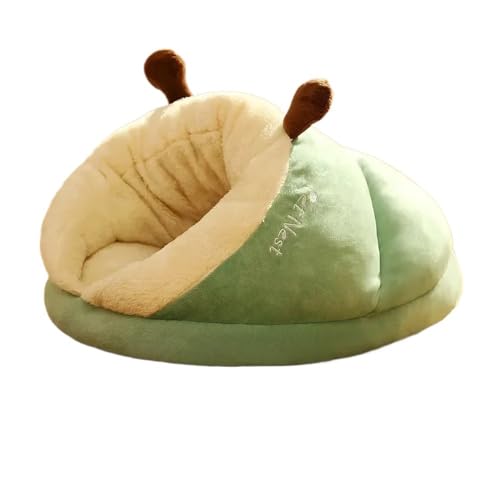 TMAOZW Katzenbett in Pantoffelform, wärmendes Winterplüsch-Haustierhaus, gemütliches Kätzchenkissen, Zubehör, geeignet for Ausruhen und Entspannen von Haustieren im Freien(Green,L 60x40x35cm) von TMAOZW