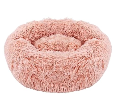 TMAOZW Katzenhaus, Haustier-Hundebett, rund, Plüschmatte, Sofa, geeignet for Katzen oder kleine Hunde(Pink,60cm) von TMAOZW