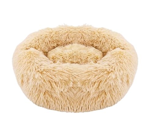 TMAOZW Katzenhaus, Haustier-Hundebett, rund, Plüschmatte, Sofa, geeignet for Katzen oder kleine Hunde(Yellow,40cm) von TMAOZW