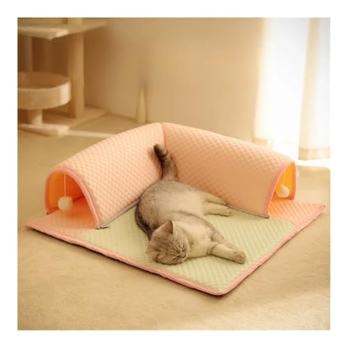 TMAOZW Katzentunnel, Katzenmatte, geschlossenes Katzennest, wärmelindernde Haustier-Eismatte for den Sommer, geeignet for Betten for Hauskatzen, kleines Hundebett, waschbar(Pink Green,50 * 50cm) von TMAOZW