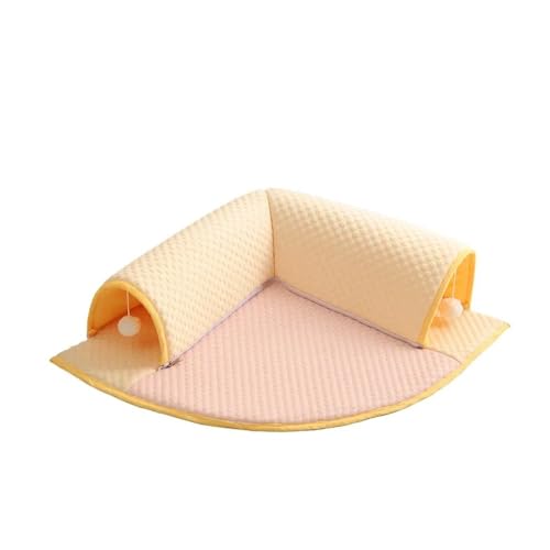 TMAOZW Katzentunnel, Katzenmatte, geschlossenes Katzennest, wärmelindernde Haustier-Eismatte for den Sommer, geeignet for Betten for Hauskatzen, kleines Hundebett, waschbar(Yellow Powder,50 * 50cm) von TMAOZW