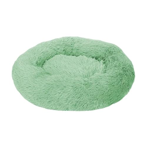 TMAOZW Rundes Katzenbett, superweiches langes Plüsch-Hundehütten-Katzenbett for den Winter, warmes Bett, geeignet for Betten, Innenkatzen, kleines Hundebett, waschbar(Green,70cm) von TMAOZW