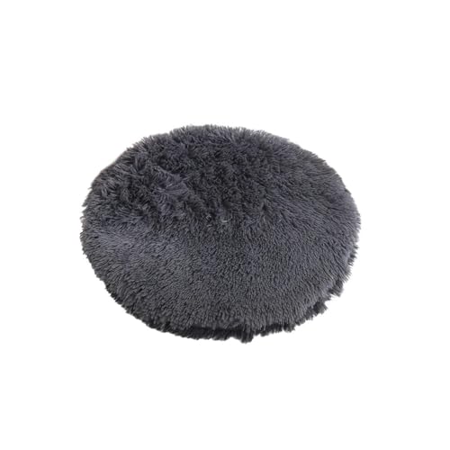 TMAOZW Weiche, runde Katzenbettmatte aus Plüsch for kleine Hunde und Katzen, gemütliches Fleece-Schlafkissen for Haustiere, geeignet for Hauskatzen, waschbar, for kleine Hunde(Black,L Diameter 57 cm) von TMAOZW