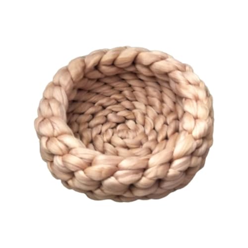 TMAOZW Weiches, rundes Hundebett for Hauskatzen, handgefertigt, gehäkelt, dickes Garn, klobiges Haustierkissen, geeignet for Katzen oder kleine Hunde(Khaki,30cm) von TMAOZW