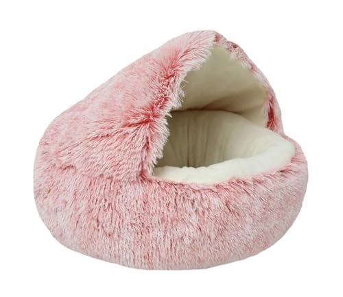 TMAOZW Weiches Plüsch-Haustierbett mit Bezug, rundes Katzenbett, Haustiermatratze, warme Katze, geeignet for Hauskatzen, waschbar, Kleiner Hund(Pink,50x50cm) von TMAOZW