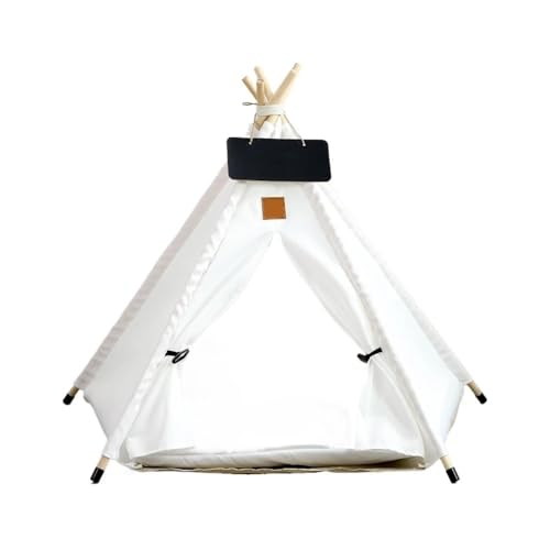 Tipi-Zelt for Haustiere, Katzen und Hunde, tragbar, abnehmbar und waschbar, Hundehütte, geeignet for Ausruhen und Entspannen im Freien(White Canvas,S-4-corner tent) von TMAOZW