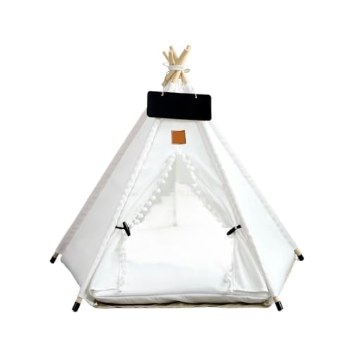 Tipi-Zelt for Haustiere, Katzen und Hunde, tragbar, abnehmbar und waschbar, Hundehütte, geeignet for Ausruhen und Entspannen im Freien(White Canvas-Ball,L-5-corner Tent) von TMAOZW