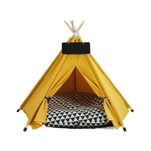 Tipi-Zelt for Haustiere, Katzen und Hunde, tragbar, abnehmbar und waschbar, Hundehütte, geeignet for Ausruhen und Entspannen im Freien(Yellow,M-5-corner Tent) von TMAOZW