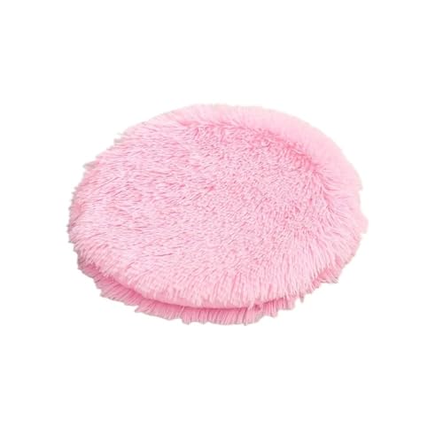 Weiche, runde Katzenbettmatte aus Plüsch for kleine Hunde und Katzen, gemütliches Fleece-Schlafkissen for Haustiere, geeignet for Hauskatzen, waschbar, for kleine Hunde(Pink 02,L diameter 57 cm) von TMAOZW