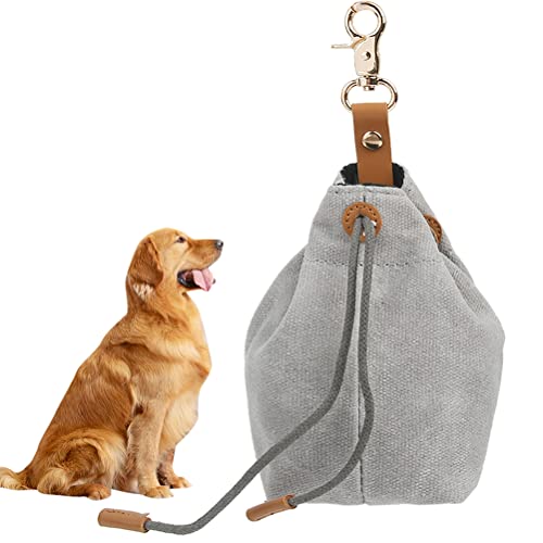 TMBMLPP Leckerlibeutel für Hunde, Futterbeutel Hunde, Schrumpftaschen mit Clip Schnalle, Hundebeutel Leckerli, Futtertasche, für Haustierspielzeug, Leckereien, für Welpen-Training Reisen, Gehen -Grau von TMBMLPP