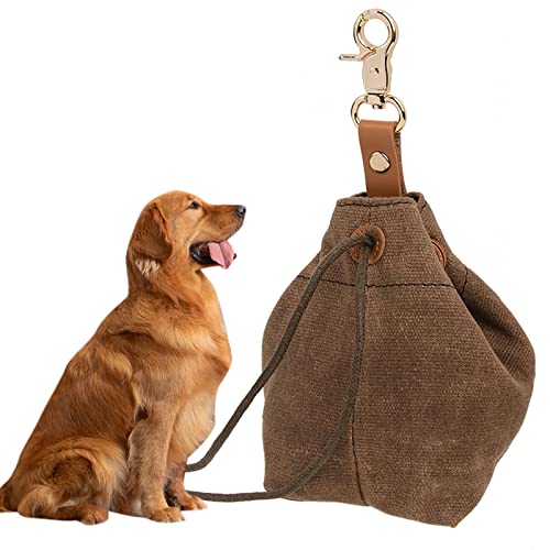 TMBMLPP Leckerlibeutel für Hunde, Futterbeutel Hunde, Schrumpftaschen mit Clip Schnalle, Hundebeutel Leckerli, Futtertasche, für Haustierspielzeug, Leckereien, für Welpen-Training Reisen, Gehen -Braun von TMBMLPP