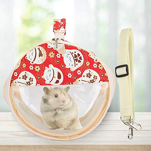 TMISHION Hamster-Tragetasche, Vogel-Goldene Outdoor-Reise, Sichtbare Tragbare Tragetasche, Transparent, für Kleine Tiere, Ausgehend, Atmungsaktiv, für Kleine Haustiere (Glückliche Katze) von TMISHION