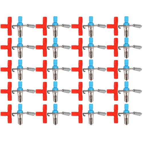 TMISHION Kaninchen-Wasserspender, Kleintier-Dreiwege-Automatiktrinker, Wasserfütterungsnippel, Zubehör, 20 Stück, kein Rost, Langlebig, Doppelfeder-Kaninchen-Trinkbrunnen (Doppelte von TMISHION