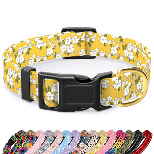 TMOODEL Reflektierendes Hundehalsband für große Hunde, niedliches Blumendesign, verstellbar, strapazierfähiges Nylon, Welpenhalsband für Jungen und Mädchen, weiches Haustierzubehör mit von TMOODEL