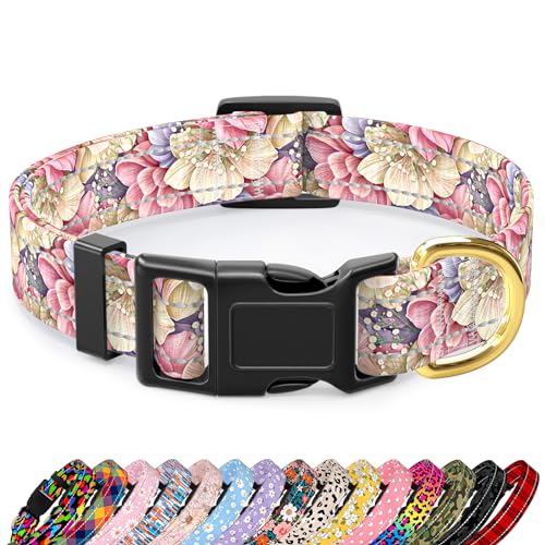 TMOODEL Reflektierendes Hundehalsband, niedliches Blumen-Thema, Hundehalsband für große Hunde, weiches Nylon, Welpenhalsband für Jungen und Mädchen, verstellbar, strapazierfähig, mit von TMOODEL