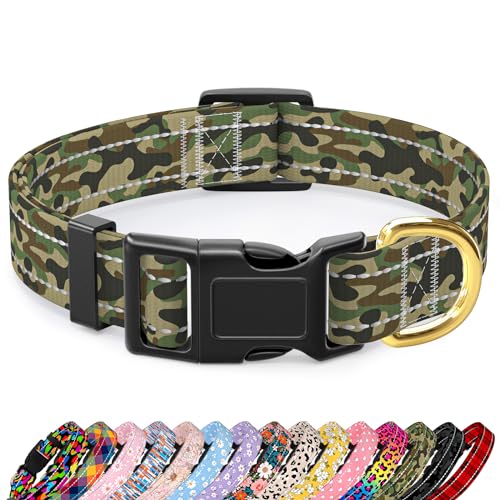 TMOODEL Reflektierendes Hundehalsband, niedliches Camouflage-Hundehalsband für große Hunde, weiches Nylon, Welpenhalsband für Jungen und Mädchen, verstellbare Haustierhalsbänder mit von TMOODEL