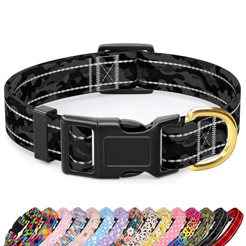 TMOODEL Reflektierendes Hundehalsband, niedliches Camouflage-Hundehalsband für große Hunde, weiches Nylon, Welpenhalsband für Jungen und Mädchen, verstellbare Haustierhalsbänder mit von TMOODEL