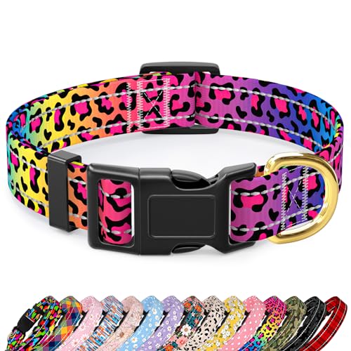 TMOODEL Reflektierendes Hundehalsband, niedliches Leoparden-Stil, Hundehalsbänder für mittelgroße Hunde, weiches Nylon, Welpenhalsband für Jungen und Mädchen, Hündinnen, verstellbar, strapazierfähig, von TMOODEL