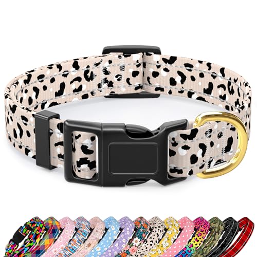 TMOODEL Reflektierendes Hundehalsband, niedliches Leoparden-Stil, Hundehalsbänder für mittelgroße Hunde, weiches Nylon, Welpenhalsband für Jungen und Mädchen, Hündinnen, verstellbar, strapazierfähig, von TMOODEL