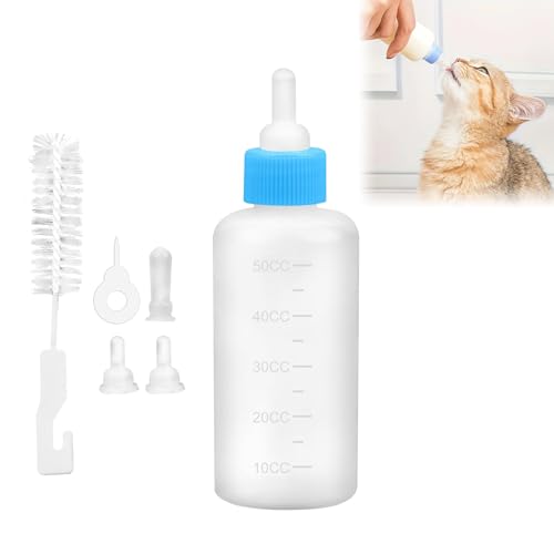 Aufzuchtflasche Haustier,Aufzuchtflasche Katze,Haustier Stillflaschen Set,Haustier Babyflasche Kit,Aufzuchtflasche für Haustiere,Pet Milchflasche,Haustier Babyflasche,Für Katzen,Hunde,60ml,Blau von TMRBBesty