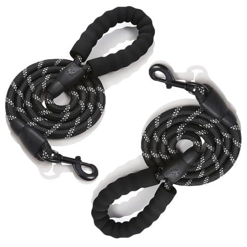 Hundeleine 2 Stück Reflektierende Leine aus Robuste Nylon Freihandleine Dog Leash 1.5mx0.6cm Laufleine für Hunde mit Sicherheitskarabiner für Mittelgroße Große Hunde Führleine Training(1#) von TMTGTS