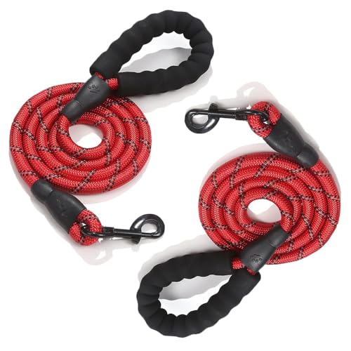 Hundeleine 2 Stück Reflektierende Leine aus Robuste Nylon Freihandleine Dog Leash 1.5mx0.6cm Laufleine für Hunde mit Sicherheitskarabiner für Mittelgroße Große Hunde Führleine Training(2#) von TMTGTS