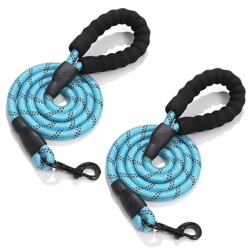 Hundeleine 2 Stück Reflektierende Leine aus Robuste Nylon Freihandleine Dog Leash 1.5mx0.6cm Laufleine für Hunde mit Sicherheitskarabiner für Mittelgroße Große Hunde Führleine Training(4#) von TMTGTS