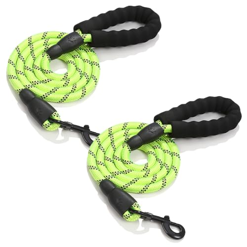 Hundeleine 2 Stück Reflektierende Leine aus Robuste Nylon Freihandleine Dog Leash 1.5mx0.6cm Laufleine für Hunde mit Sicherheitskarabiner für Mittelgroße Große Hunde Führleine Training(5#) von TMTGTS