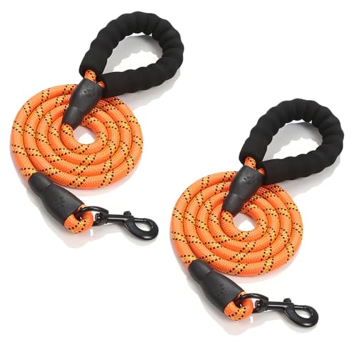 Hundeleine 2 Stück Reflektierende Leine aus Robuste Nylon Freihandleine Dog Leash 1.5mx0.6cm Laufleine für Hunde mit Sicherheitskarabiner für Mittelgroße Große Hunde Führleine Training(6#) von TMTGTS