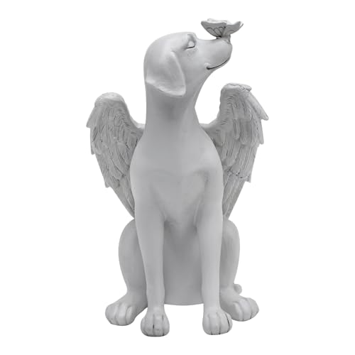 TNSLAND Hunde Engel Gedenkstatue Grabstein Hund Gedenkstein Hund Haustier Denkmal Grab Tomb Garten Deko Schlafender Hund Statue Harz Hund Ornament Engelfiguren Hund Passing Away Geschenke von TNSLAND