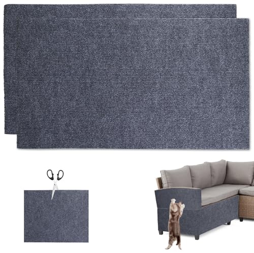 TOATELU 2 Stück Kratzmatte für Katzen 40x100cm, Kratzmatte Katze, Selbstklebend Kratzteppich Katze Wand, Zuschneidbare Kratzmatte Katze, AntiKratz für Schützt Teppiche Sofa Möbel (Dunkelgrau) von TOATELU