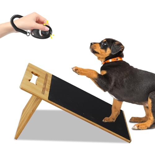 TOATELU Hunde-Kratzpad für Nägel: Massivholz Nagelkratzbrett für Hunde mit Clicker-Hundetrainer & Halterung, Schleifpapier Dog Scratch Board für Haustiernagel Care Sanding(37 x 21,8 x 1 cm) von TOATELU