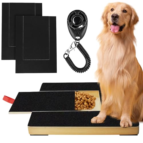 TOATELU Multifunktionale Kratzbrett für Hunde: Hunde Kratzbrett mit Clicker-Hundetrainer & 2 Ersatzblättern Schleifpapier, Schleifpapier Dog Scratch Board für Haustiernagel Care Sanding von TOATELU