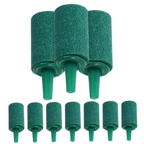 TOBBOMEY 10 Stücke Aquarium Air Stones Zylinder Bubbler Set Für Fisch Pumpe Grün Zylinder Bubbler Diffusor Airstones Zubehör von TOBBOMEY