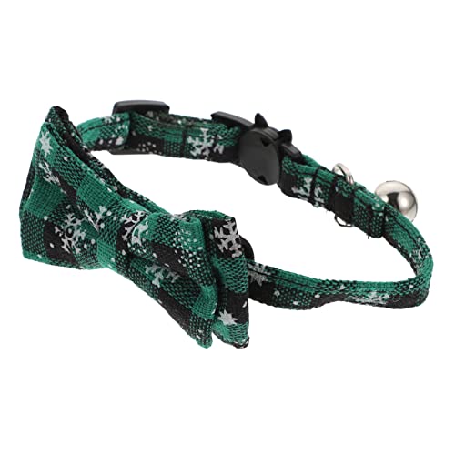 TOBBOMEY 1stk Halsband Katze Weihnachtsfliege Welpen Weihnachtshalsbänder Für Hunde Jingle Bell-Kragen Weihnachtskatze Halskragen Katzenhalsbänder Baumwolle Polyester Green von TOBBOMEY