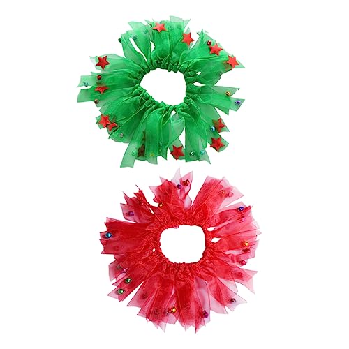 TOBBOMEY 2 STK Weihnachtsschal Für Haustiere Weihnachtskragenschleifen Hundehalsketten Für Kleine Hunde Dehnbare Halskette Weihnachtsdekoration Welpen Hundehalsband Rot Polyester von TOBBOMEY